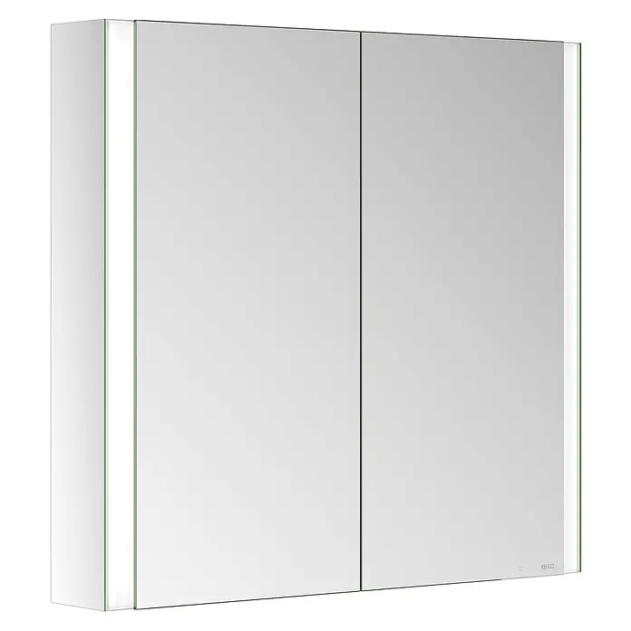 Keuco LED-Spiegelschrank Royal Vega - B x H: 80 x 71 cm, Aluminium, silber-eloxiert - Zweitüriger Spiegelschrank mit integrierten vertikalen LED-Beleuchtungsstreifen an beiden Seiten und einem Touch-Sensor.