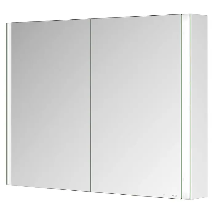Keuco LED-Spiegelschrank Royal Vega - B x H: 100 x 71 cm, Aluminium, silber-eloxiert - Zweitüriger Spiegelschrank mit integrierter vertikaler LED-Beleuchtung an beiden Seiten.