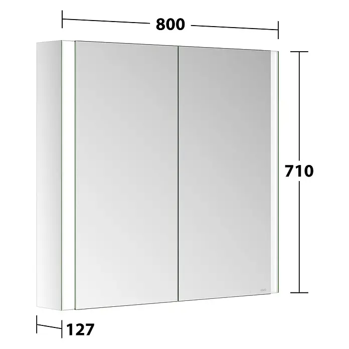 Keuco LED-Spiegelschrank Royal Vega - B x H: 80 x 71 cm, Aluminium, silber-eloxiert - Spiegel-Badschrank mit zwei Türen und integrierter Beleuchtung, 800 breit, 710 hoch, 127 tief.