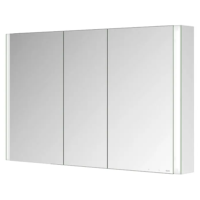 Keuco LED-Spiegelschrank Royal Vega - B x H: 120 x 71 cm, Aluminium, silber-eloxiert - Spiegelschrank mit drei Türen und integrierter vertikaler Beleuchtung.