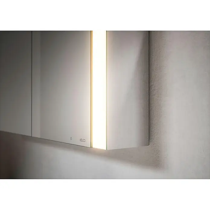 Keuco LED-Spiegelschrank Royal Vega - B x H: 100 x 71 cm, Aluminium, silber-eloxiert - Weißer KEUCO Badspiegelschrank mit vertikal integrierter Beleuchtung.