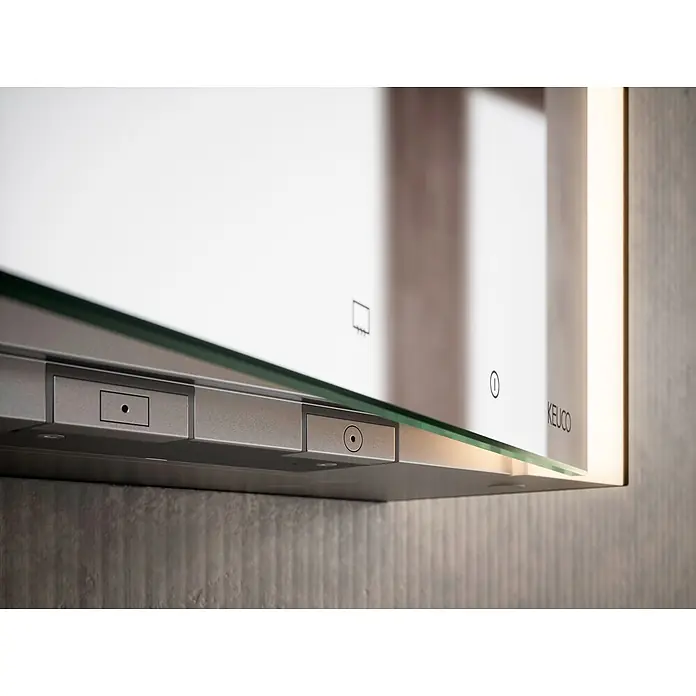 Keuco LED-Spiegelschrank Royal Vega - B x H: 120 x 71 cm, Aluminium, silber-eloxiert - Beleuchteter KEUCO Spiegelschrank mit Glasoberfläche, gebürstetem Metallrahmen und integrierten Touch-Bedienelementen.