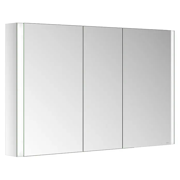 Keuco LED-Spiegelschrank Royal Vega - B x H: 120 x 71 cm, Aluminium, silber-eloxiert - Moderner Spiegelschrank mit drei Türen und integrierter LED-Beleuchtung auf der linken Seite.
