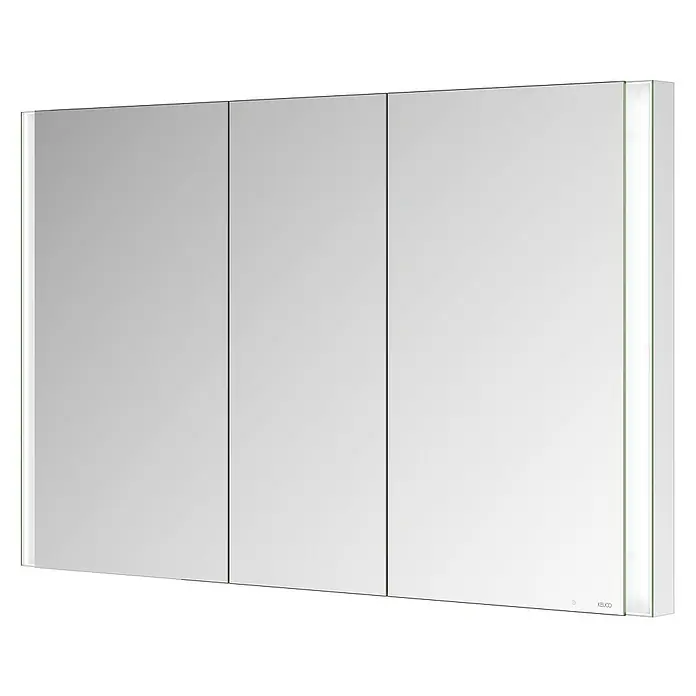 Keuco LED-Spiegelschrank Royal Vega - B x H: 120 x 71 cm, Aluminium, silber-eloxiert - Dreitüriger Spiegelschrank mit integrierter vertikaler LED-Beleuchtung an beiden Seiten.