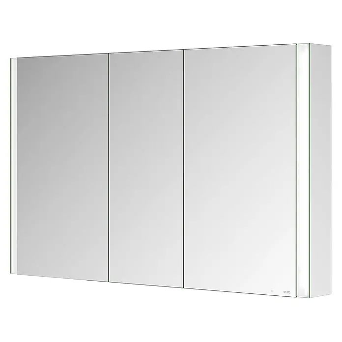 Keuco LED-Spiegelschrank Royal Vega - B x H: 120 x 71 cm, Aluminium, silber-eloxiert - Dreitüriger Spiegelschrank mit integrierter LED-Seitenbeleuchtung.