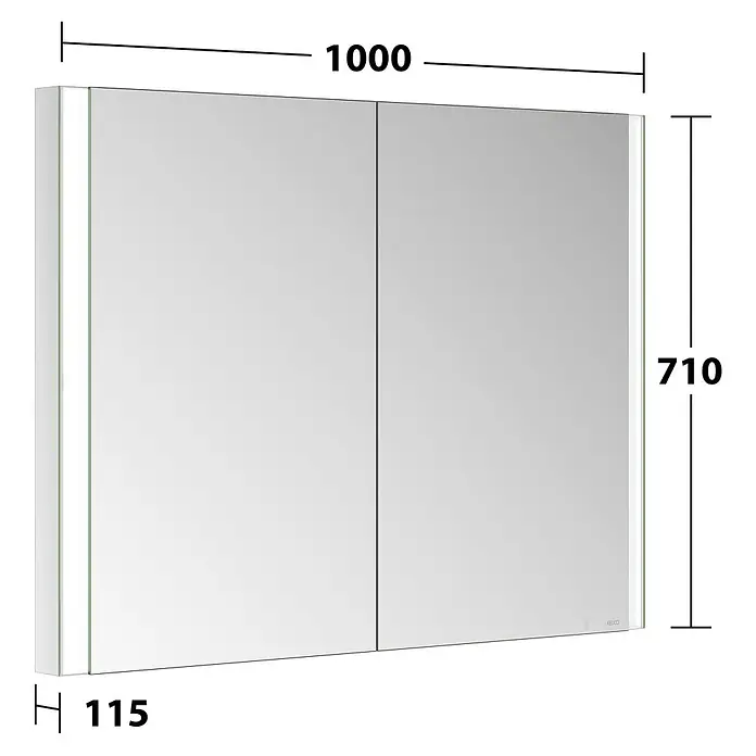 Keuco LED-Spiegelschrank Royal Vega - B x H: 100 x 71 cm, Aluminium, silber-eloxiert - Weißer Spiegelschrank mit Doppeltüren und integrierter Beleuchtung. Maße: 1000x710x115mm.