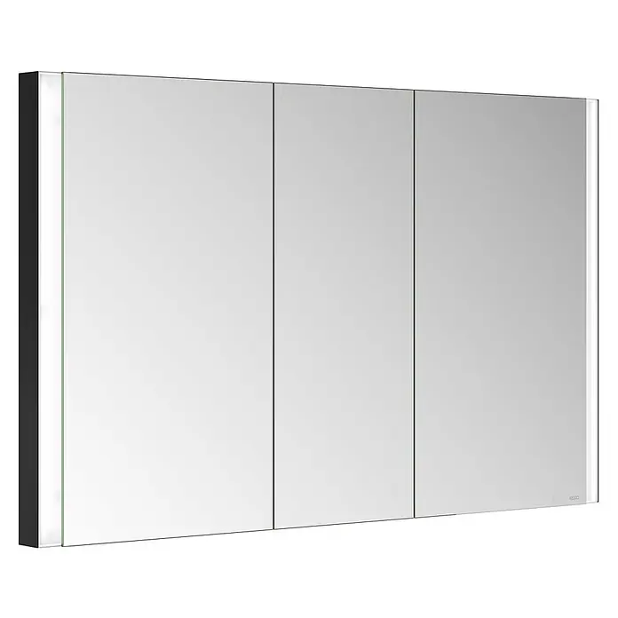 Keuco LED-Spiegelschrank Royal Vega - B x H: 120 x 71 cm, Aluminium, silber-eloxiert - Dreitüriger Spiegelschrank mit integrierter Seitenbeleuchtung und Berührungssensor.