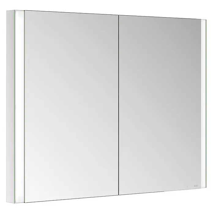 Keuco LED-Spiegelschrank Royal Vega - B x H: 100 x 71 cm, Aluminium, silber-eloxiert - Zweitüriger Spiegelschrank mit integrierter LED-Beleuchtung an den Seiten und Touch-Bedienung.