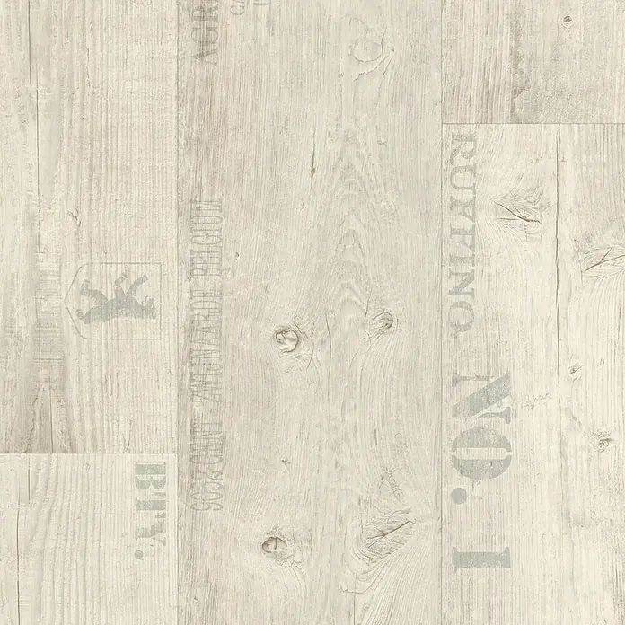 CV-Boden Meterware Memphis - 200 cm, Vino, Creme - Helle Holzboden-Textur mit "RUFFINO N.O. 1"-Aufdruck, ideal für moderne Innenräume. Ein stilvolles und dekoratives Bodenelement.