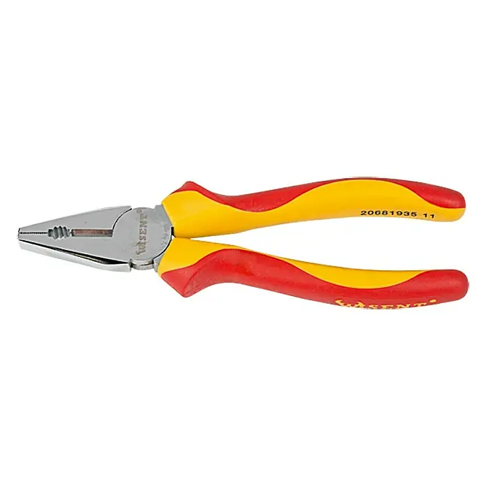 Wisent Kombizange - Länge: 18 cm - Kombizange mit gelb-roten Griffen für präzises Arbeiten. Ideales Werkzeug für Elektriker und Heimwerker.