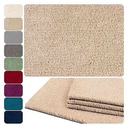 Bricoflor  Teppichfliese Velours Hochflor, Beige Hell-Braun, 50