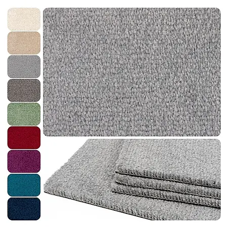 Bricoflor  Teppichfliese Velours Hochflor, Hell-Grau, 50