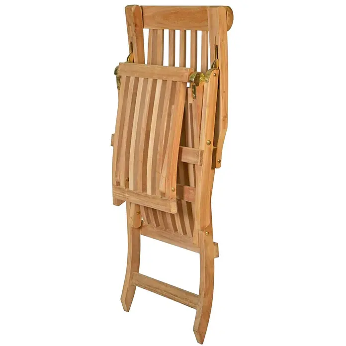 Kai Wiechmann Garten-Liegestuhl Teak Deckchair Europa mit Rad - Teak, Klappbar, Naturbelassen - Ein kompakter, zusammengeklappter Loungesessel aus Naturholz, ideal zur platzsparenden Aufbewahrung.