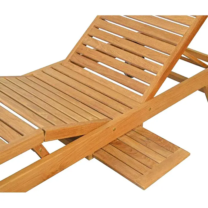 Kai Wiechmann Gartenliege Teak Sonnenliege Komfort - Naturbelassen, Holz, Rollbar - Hellbraune Holz-Sonnenliege mit Lattenrost, verstellbarer Rücken- und Fußlehne.