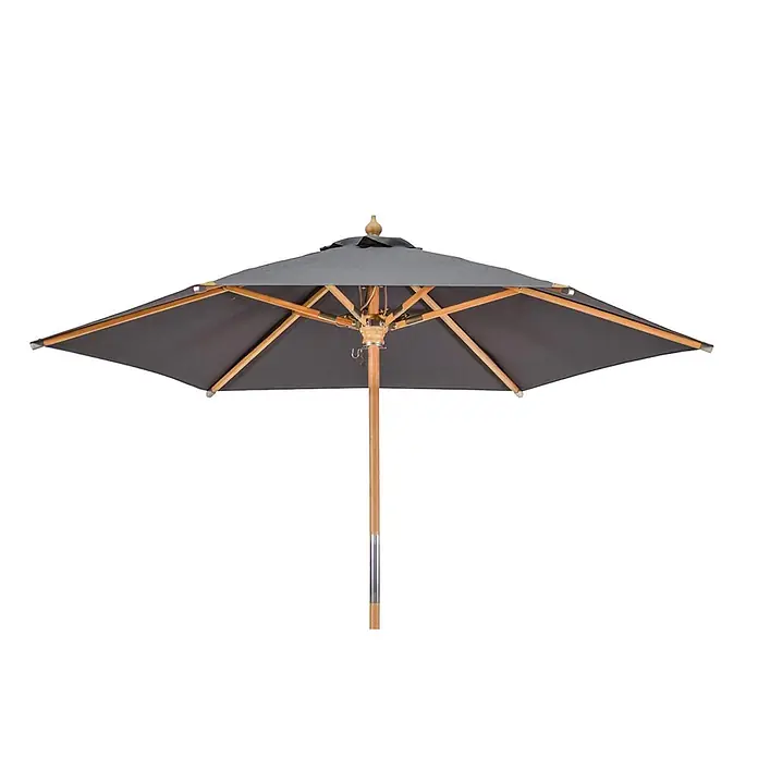 Kai Wiechmann Marktschirm Sunshine Style 240 cm Anthrazit - Grau|Anthrazit - Dunkelgrauer Gartenschirm mit Holzstange und Gestell, spendet Schatten.