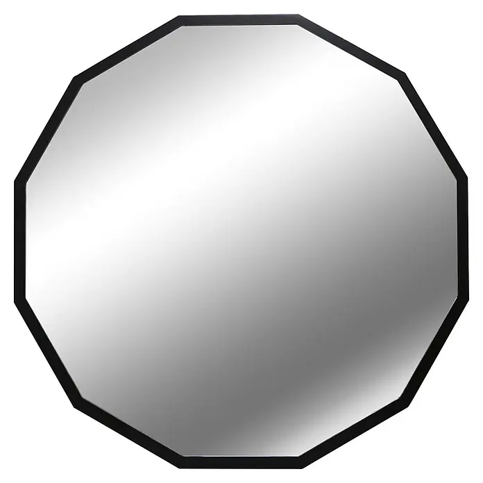 Espejo de pared Octans - Diámetro: 80 cm, Negro - Espejo octogonal con marco negro para montaje en pared.