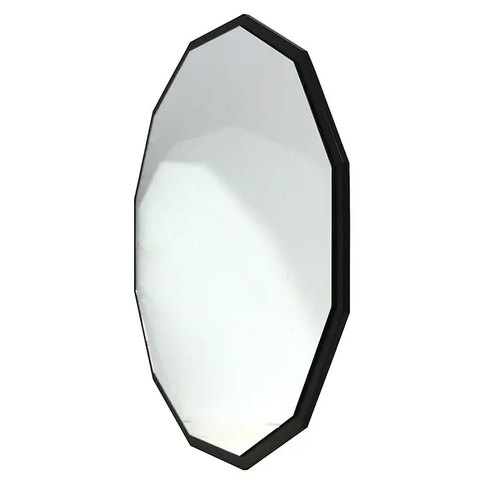 Espejo de pared Octans - Diámetro: 80 cm, Negro - Espejo octogonal con marco negro.