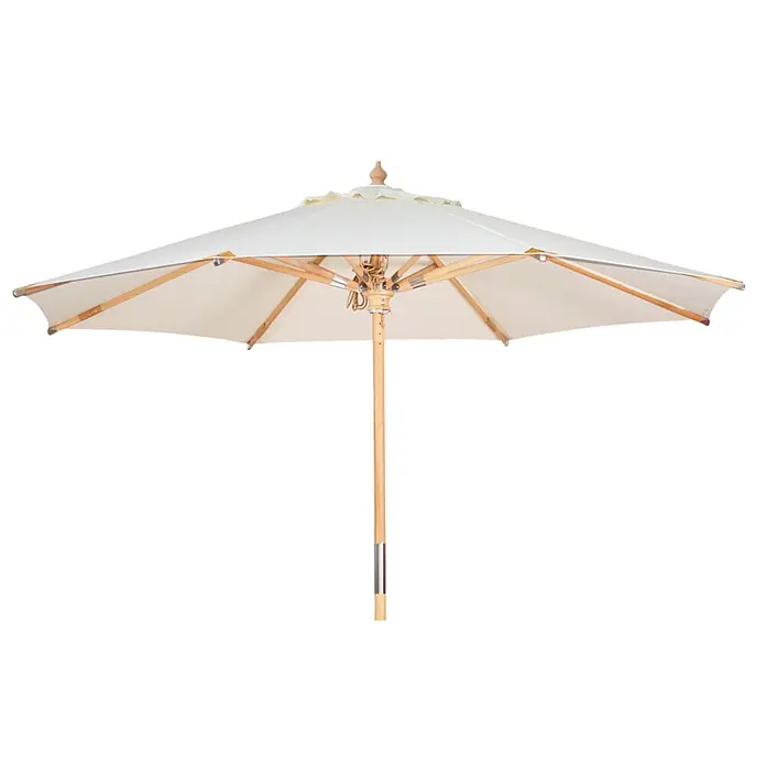 Kai Wiechmann Marktschirm Sunshine Style 300 cm Weiß - Weiß|Altweiß|Ecru|Natur|Beige|Creme - Helle Garten-Sonnenschirm mit Holzgestell und -stange, geeignet für den Außeneinsatz.