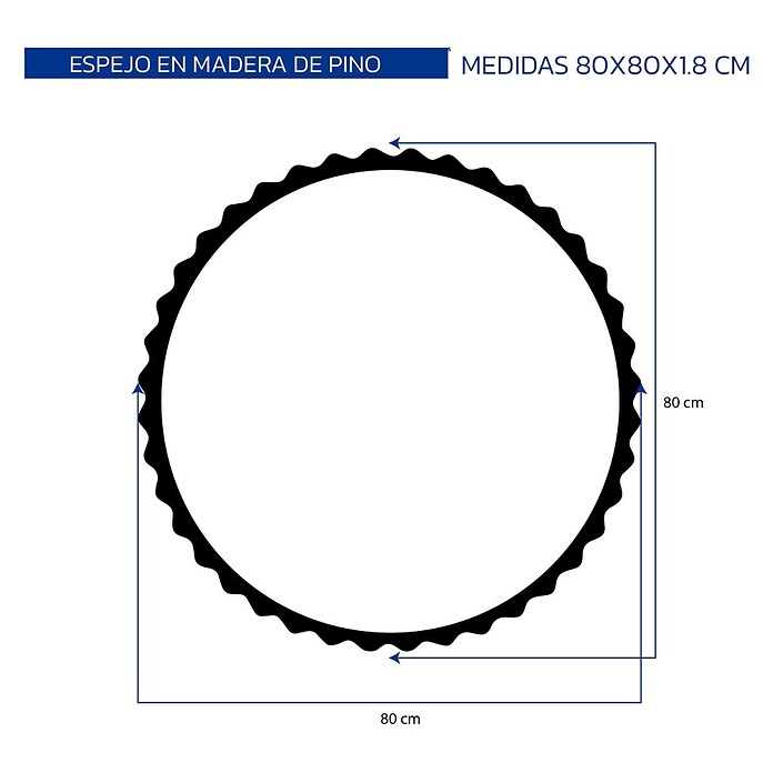 Espejo de pared Orbital (Diámetro: 80 cm, Nogal) | BAUHAUS
