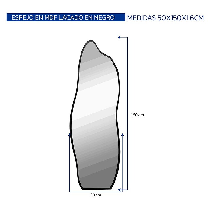 Espejo vertical de pie Surf (50 x 150 cm, Negro, MDF) | BAUHAUS
