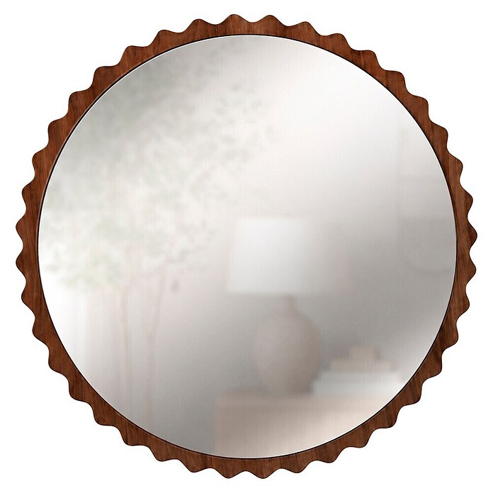 Espejo de pared Orbital (Diámetro: 80 cm, Nogal) | BAUHAUS