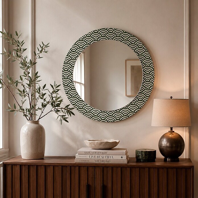 Espejo de pared Kioto (Diámetro: 70 cm, Verde/Blanco) | BAUHAUS