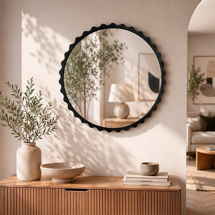 Espejo de pared Orbital (Diámetro: 80 cm, Negro) | BAUHAUS