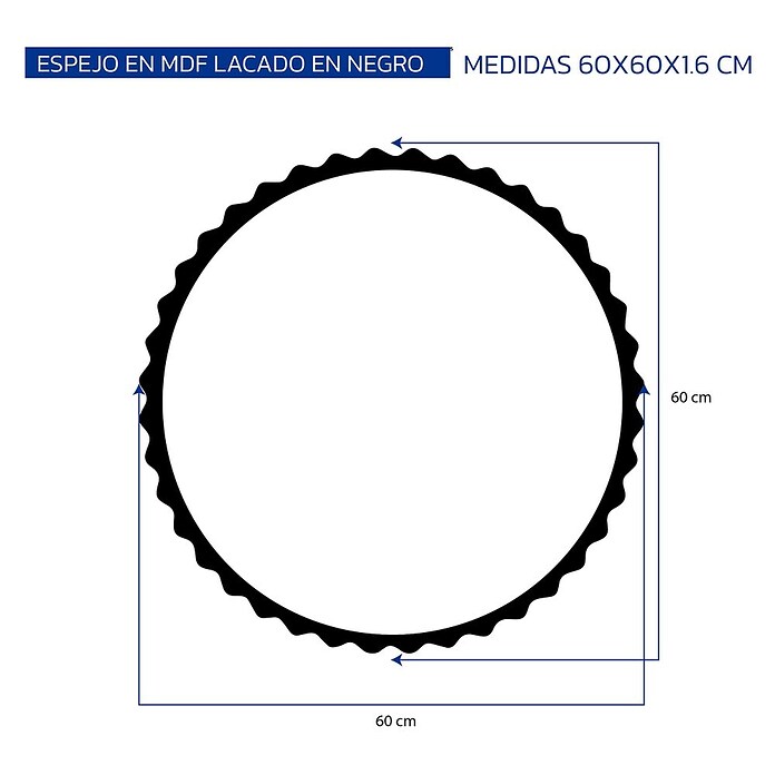Espejo de pared Orbital (Diámetro: 60 cm, Negro) | BAUHAUS