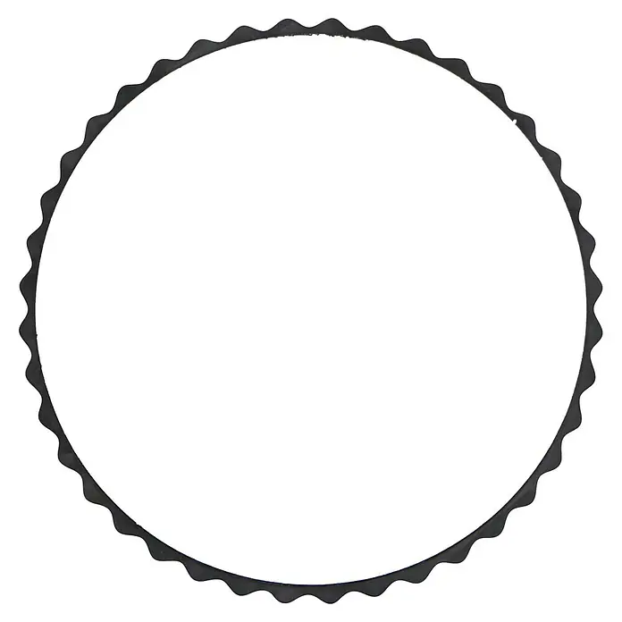Espejo de pared Orbital - Diámetro: 80 cm, Negro - Marco redondo gris oscuro con borde ondulado.