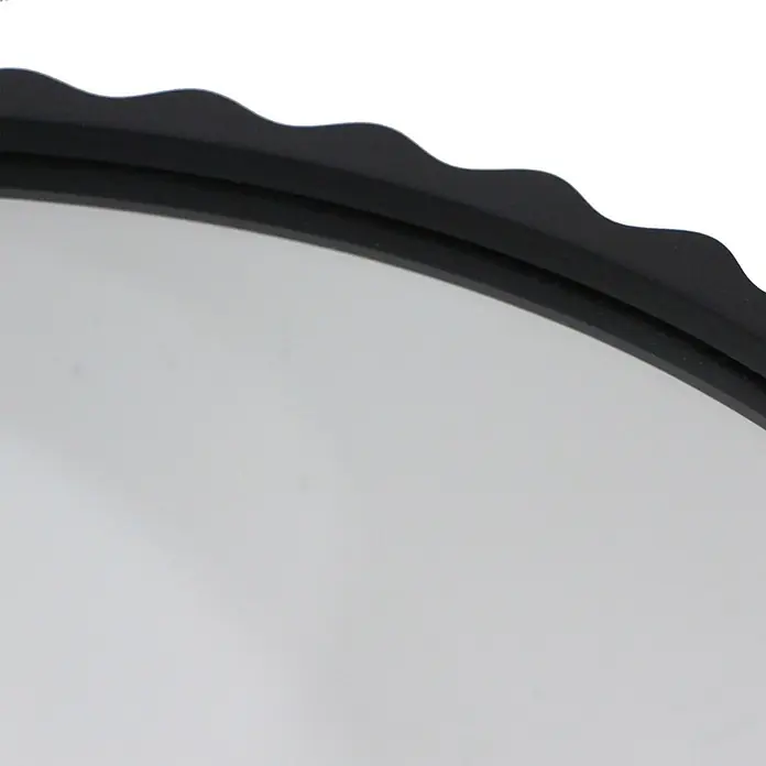 Espejo de pared Orbital - Diámetro: 80 cm, Negro - Espejo negro con marco ondulado.