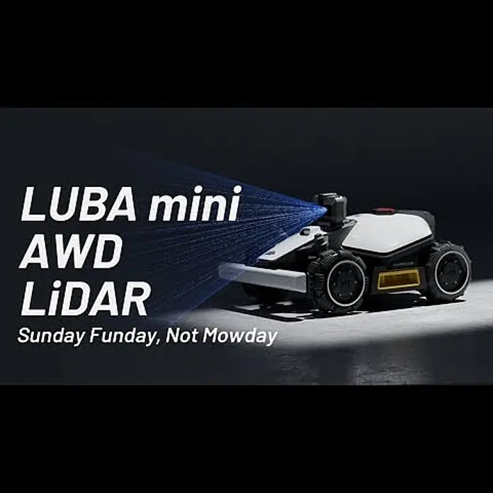 Mammotion Robot cortacésped Luba Mini Awd LiDAR - Recomendación máxima de superficie: 1.500 m², Ancho de corte: 20 cm - Meet LUBA mini AWD LiDAR: World s First Solid-State LiDAR Robotic Lawn Mower!
