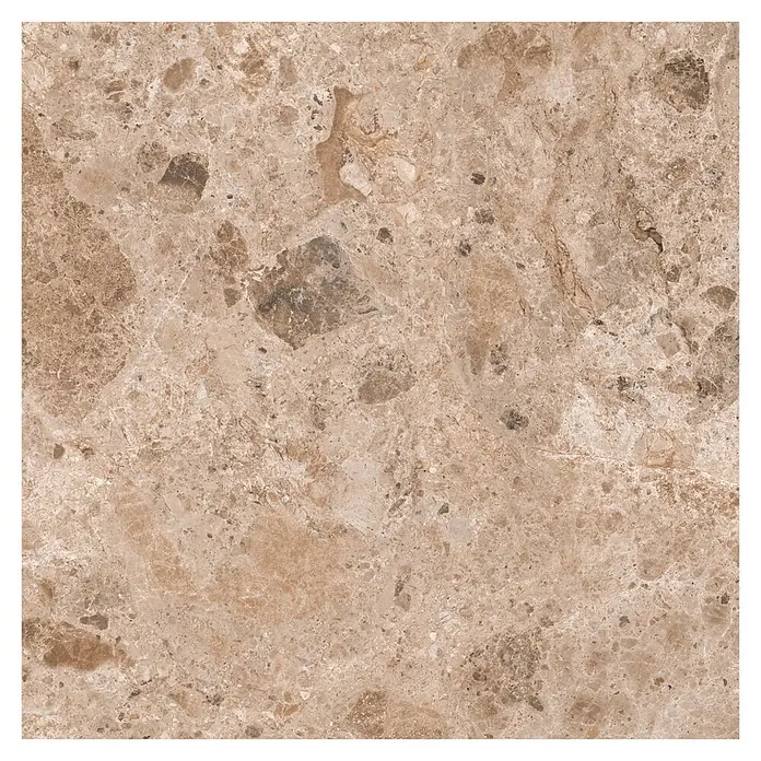 Feinsteinzeugfliese Vogue - 60 x 60 cm, Brown, Matt - Naturfarbene beige-braune Marmorfliese mit komplexer Maserung und Steinmustern.