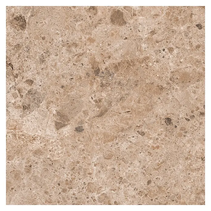 Feinsteinzeugfliese Vogue - 60 x 60 cm, Brown, Matt - Helle braune Marmorstruktur mit dunkleren braunen und beigen Naturmustern, geeignet für Fliesen.