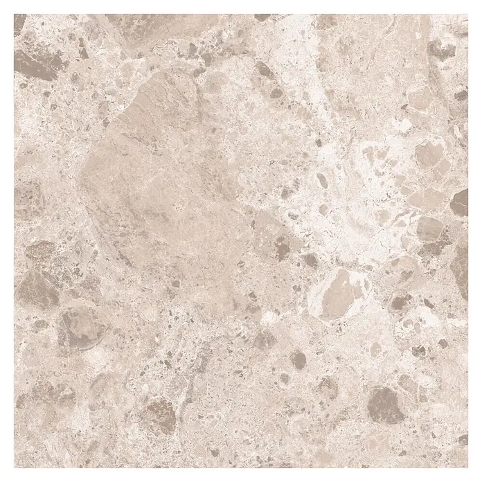 Feinsteinzeugfliese Vogue - 60 x 60 cm, Sand, Matt - Strukturierte hellbeige Marmorplatte mit komplexer Maserung und Steinsplittern.