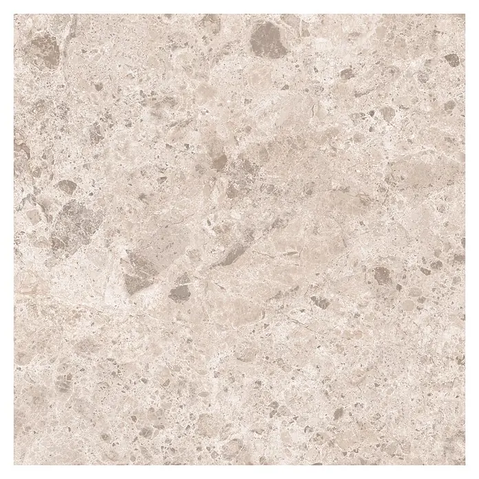 Feinsteinzeugfliese Vogue - 60 x 60 cm, Sand, Matt - Helle beigefarbene Marmoroptik-Fliese mit gesprenkelten braunen und grauen Mustern.