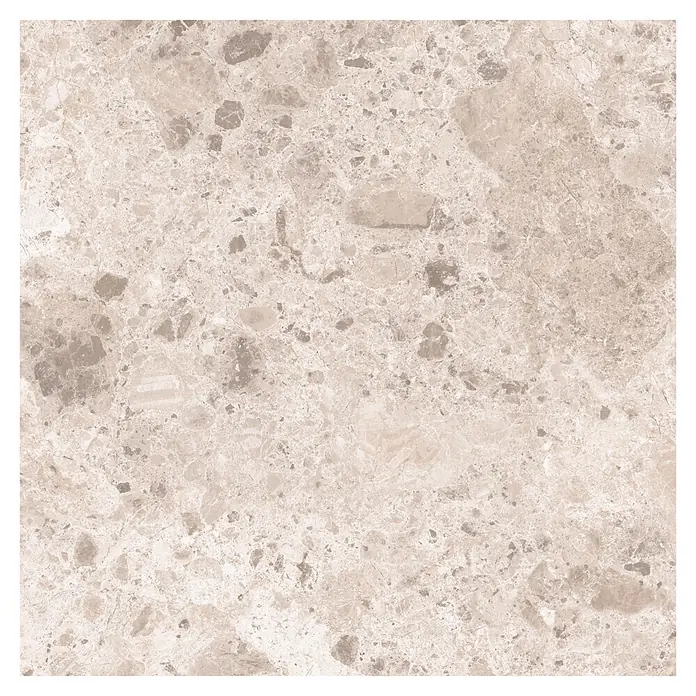 Feinsteinzeugfliese Vogue - 60 x 60 cm, Sand, Matt - Hellebraune Marmoroberfläche mit natürlichen Mustern und dunkleren Einschlüssen.