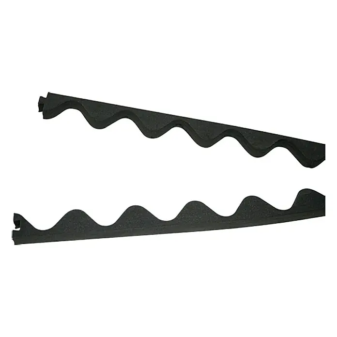 Gutta Zahnleiste 76/30 - 100 x 3 x 1,5 cm - Zwei schwarze Schaumstoffleisten mit gewelltem Profil, möglicherweise zur Dämmung oder zum Schutz.
