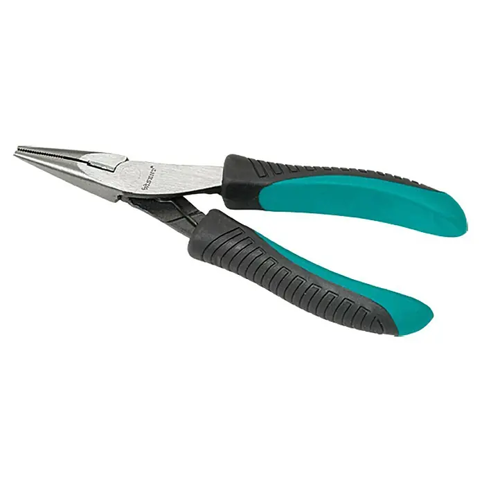 Wisent Flachrundzange - Länge: 12 cm, Gerade - Spitzzange mit ergonomischem Griff. Das Werkzeug ist ideal für präzise Arbeiten und komfortablen Halt.