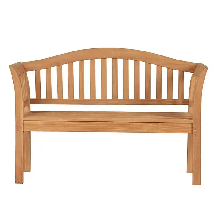 Bene Living Gartenbank Wave - Teakholz, Natur - Gartenbank aus Holz mit Lattenrückenlehne und Sitzfläche sowie sanft geschwungenen Armlehnen.
