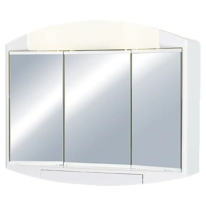 Jokey Spiegelschrank Elda - B x H: 59 x 49 cm, Weiß - Weißer Badezimmerschrank mit Spiegeln und Beleuchtung für eine stilvolle und funktionale Badgestaltung.