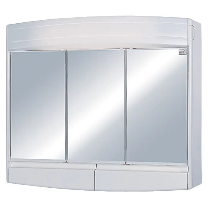 Sieper Spiegelschrank Topas Eco - B x H: 60 x 53 cm, Kunststoff, Weiß - Weißer Spiegelschrank mit drei Türen für das Badezimmer, ideal zur Aufbewahrung von Badutensilien und Kosmetikprodukten.