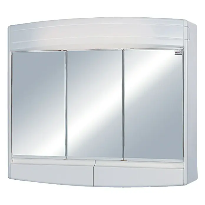 Sieper Spiegelschrank Topas Eco - B x H: 60 x 53 cm, Kunststoff, Weiß - Weißer Spiegelschrank mit drei Türen für das Badezimmer, ideal zur Aufbewahrung von Badutensilien und Kosmetikprodukten.