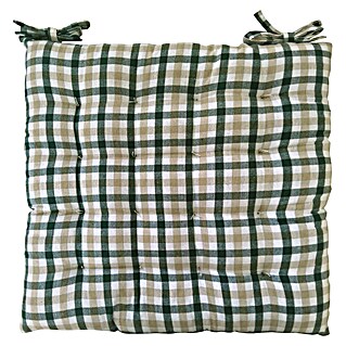 Cojín para silla Vichy (45 x 45 x 5 cm, Verde, 100% algodón)