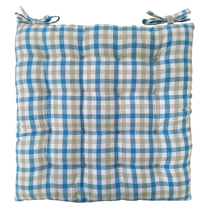 Cojín para silla Vichy (45 x 45 x 5 cm, Azul, 100% algodón) | BAUHAUS