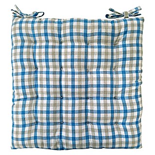 Cojín para silla Vichy (45 x 45 x 5 cm, Azul, 100% algodón)