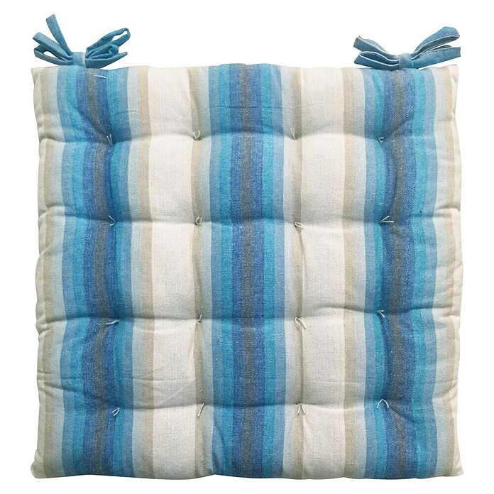 Cojín para silla Raya Ancha (45 x 45 x 5 cm, Azul, 100% algodón) | BAUHAUS