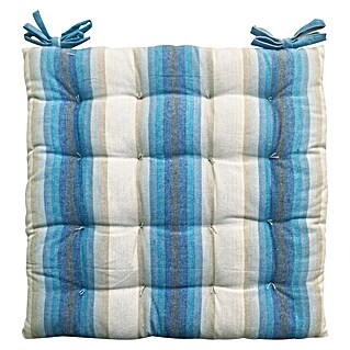 Cojín para silla Raya Ancha (45 x 45 x 5 cm, Azul, 100% algodón)