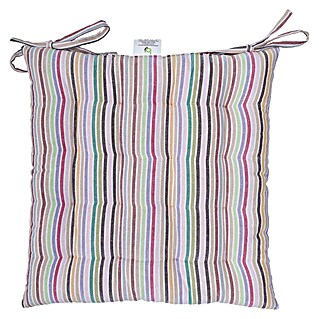 Cojín para silla Rayas (45 x 45 x 5 cm, Multicolor, 100% algodón)