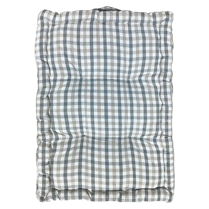Cojín para respaldo de palet Vichy - 60 x 40 x 20 cm, Textil, Natural - Cojín a cuadros blancos, grises y beige, acolchado y capitonado.