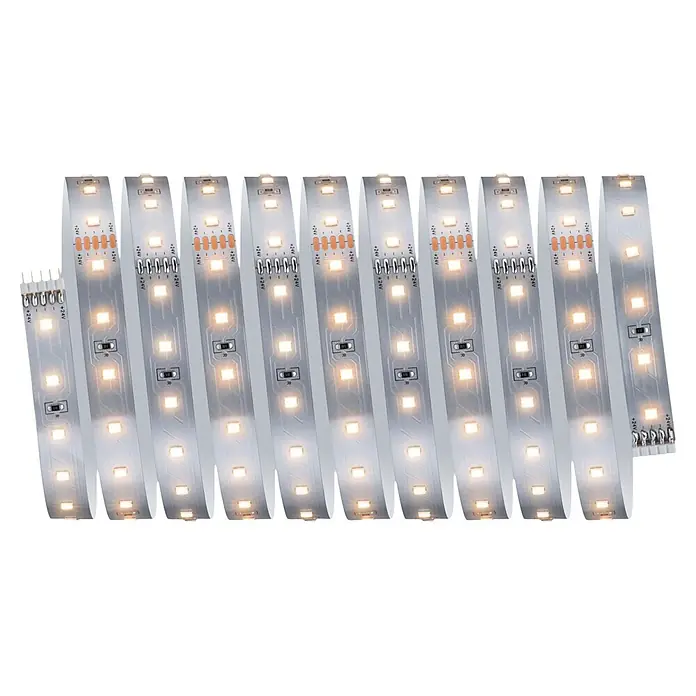 Paulmann MaxLED 500 LED-Stripes Basisset - Länge: 3 m, Lichtfarbe: Warmweiß, 13 W, 1.650 lm - Beleuchtete weiße flexible LED-Streifen mit warmweißem Licht und elektrischen Anschlüssen.